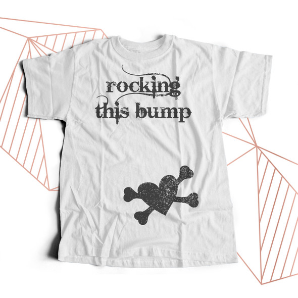 Rocking this bump maternity shirt - heart and crossbones custom womens non-maternity or maternity Tshirt