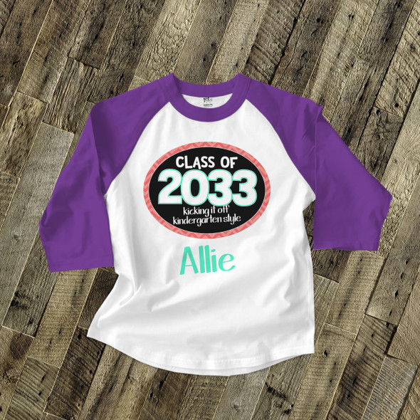 Back to school shirt girl class of any year personalized raglan Tshirt