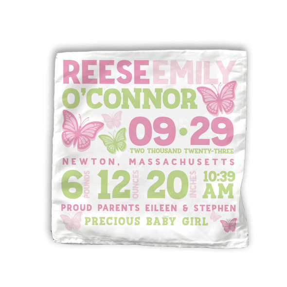 Birth announcement pillow butterfly custom throw pillow with pillowcase