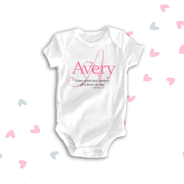 Infant bodysuit girl monogram name with or without quote personalized bodysuit