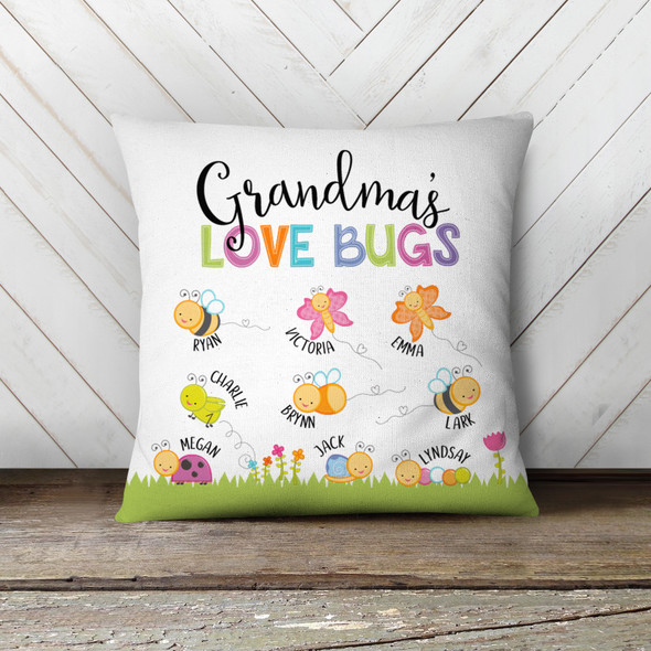 Grandma love bugs throw pillow