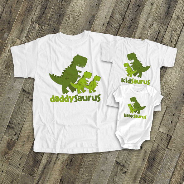 Dinosaur theme matching THREE shirt gift set