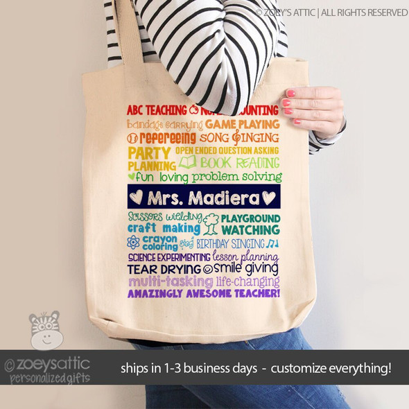 Teacher superpowers tote bag