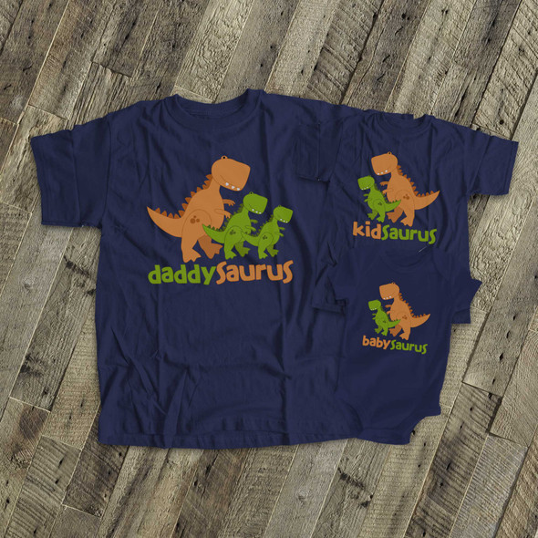 Dinosaur theme matching THREE DARK shirt gift set