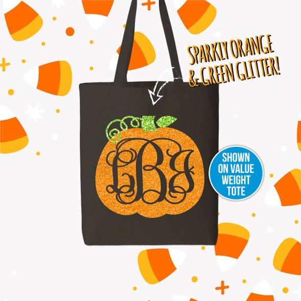 Halloween sparkly monogram trick or treat bag