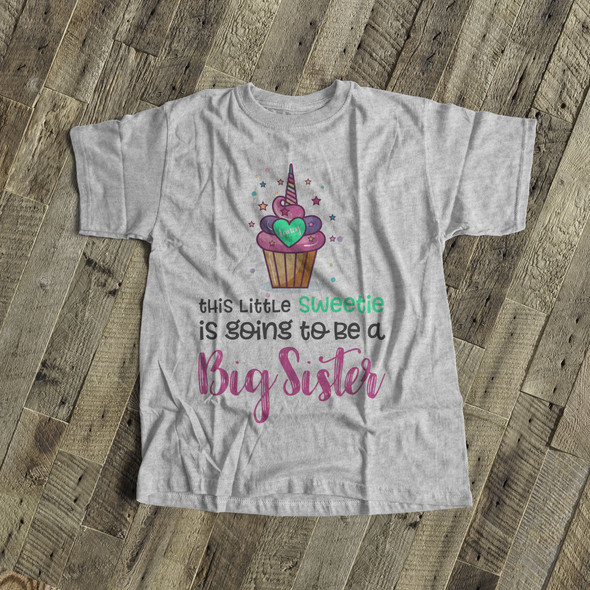 Big sister to be shirt little sweetie cupcake pregnancy announcement Tshirt