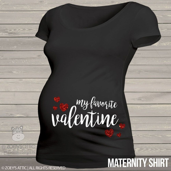 Valentine favorite sparkly hearts side print DARK maternity top