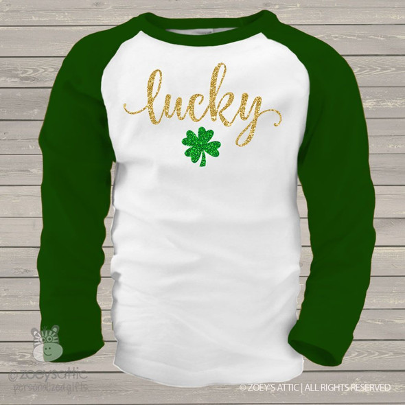 Lucky Glitter non Glitter Available St. Patricks' Day Long Sleeve