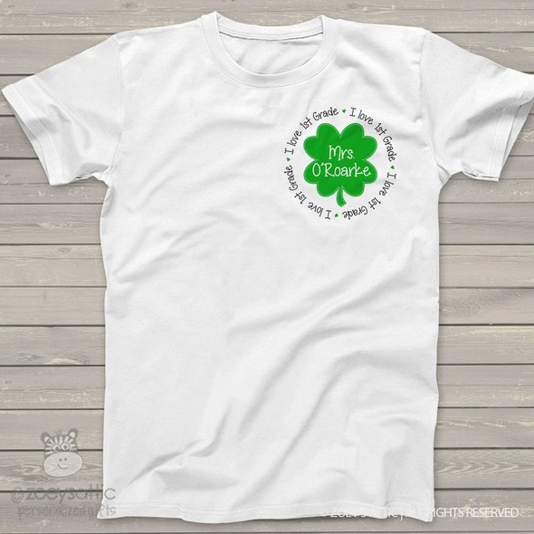 Shamrock personalized teacher shirt