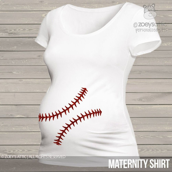 Sparkly baseball belly maternity top