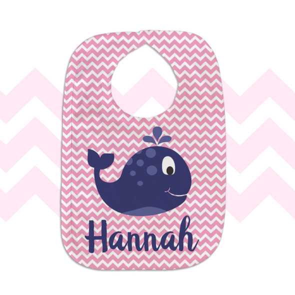 Whale nautical girls personalized bib