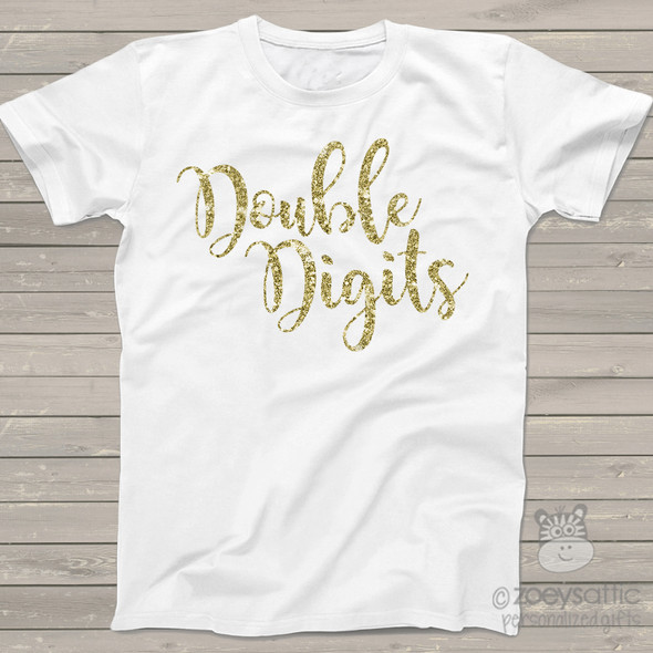  Tenth birthday double digits sparkly glitter Tshirt