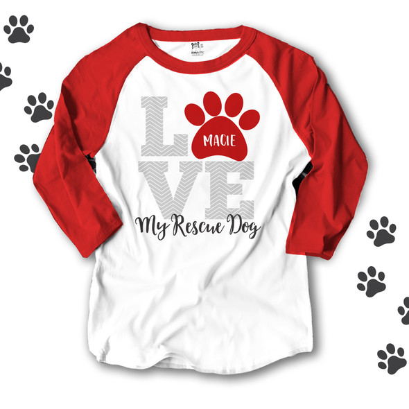 LOVE dogs rescue dog raglan sleeve shirt 