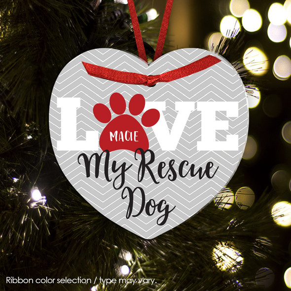 Christmas ornament love rescue dog