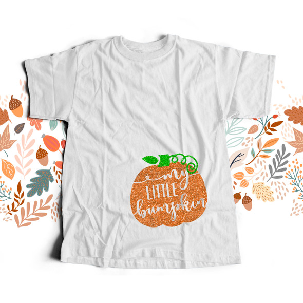 Fall glitter pumpkin little bumpkin glitter maternity top