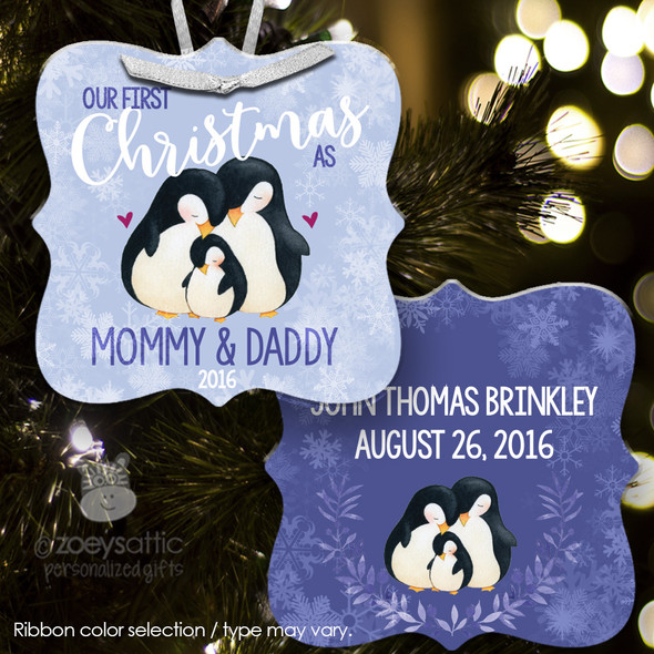 First Christmas mommy daddy penguin ornament