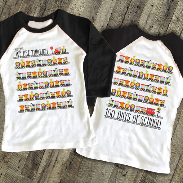 Student 100 days train KIDS raglan shirt