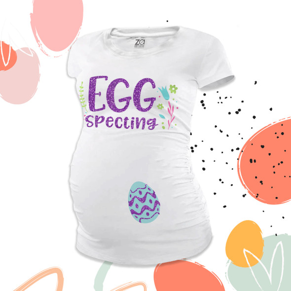 Easter eggspecting glitter non-maternity or maternity shirt
