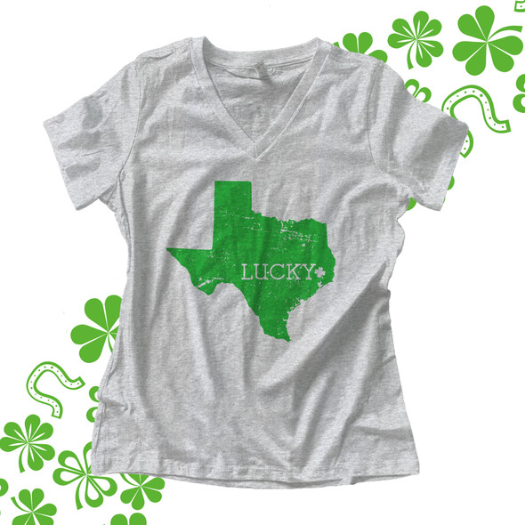 St. Patrick's Day lucky state womens Vneck shirt