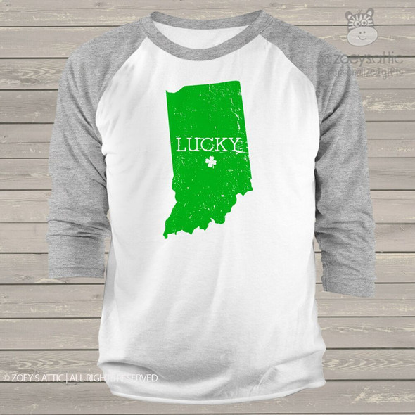 St. Patrick's Day lucky state unisex ADULT  raglan shirt