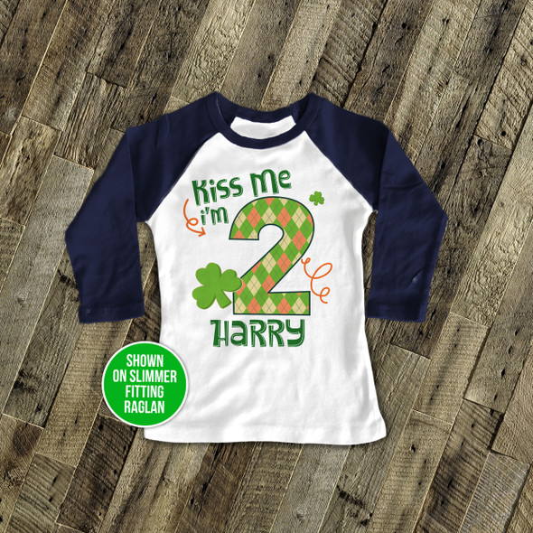 Kiss me Irish boy St. Patrick's birthday raglan shirt