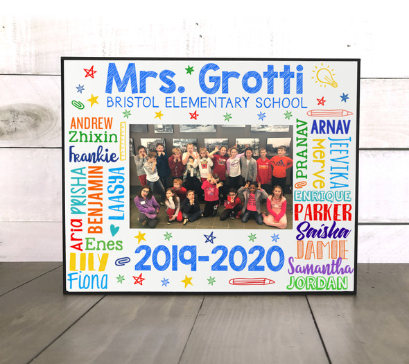 Teacher student names personalized class photo frame