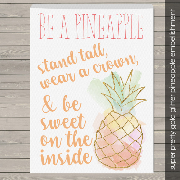 Be a pineapple glitter canvas wall art