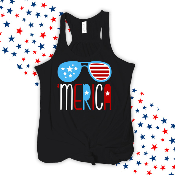 Stars and stripes 'merica womens dark flowy tank top