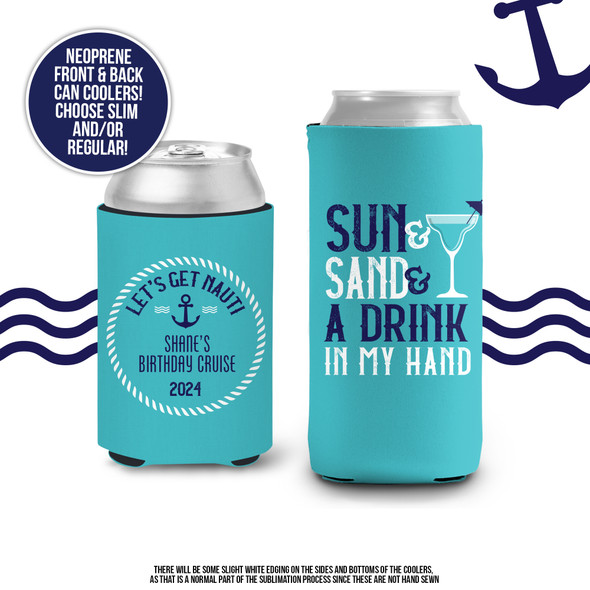 Nautical sun sand drink vacation can coolies