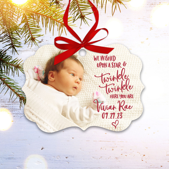 Baby's First Christmas wished upon a star photo ornament