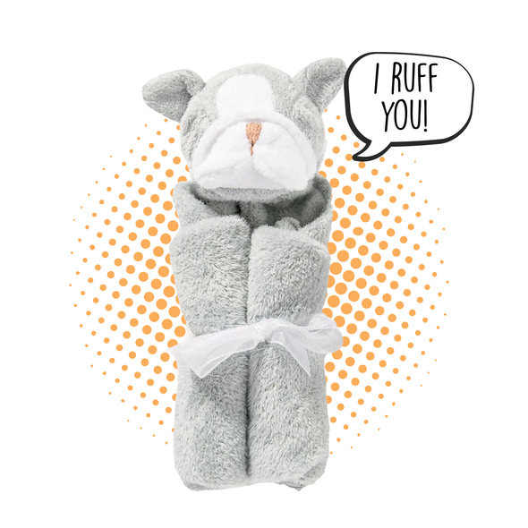 Grey Bulldog Blankie Lovie by Angel Dear