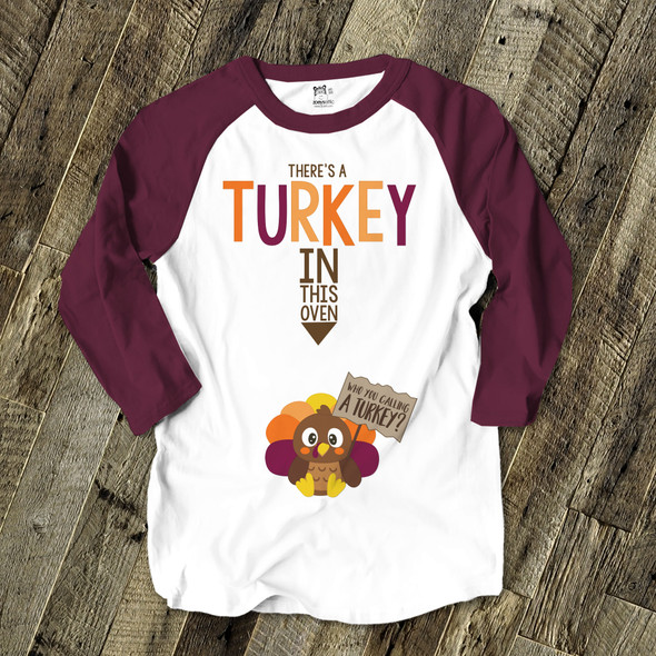 Mommy Thanksgiving turkey in oven unisex adult raglan shirt