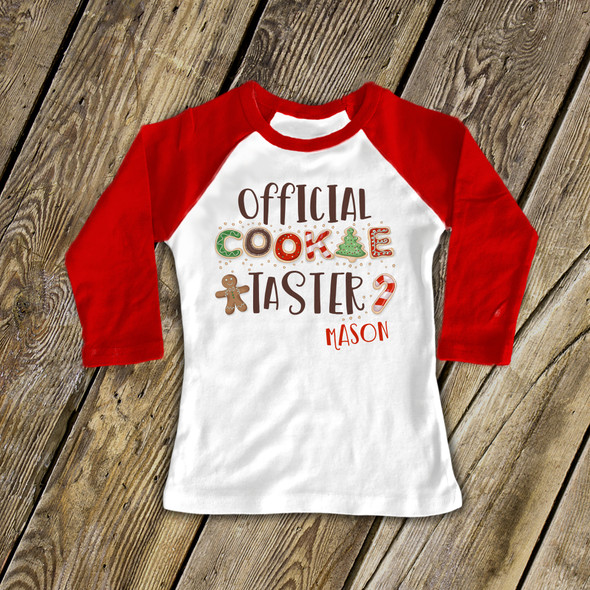 Official cookie taster childrens holiday raglan shirt