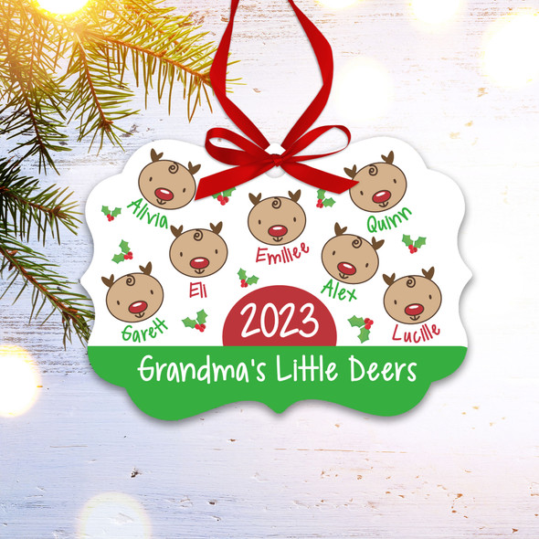 Grandma's little deers personalized Christmas ornament