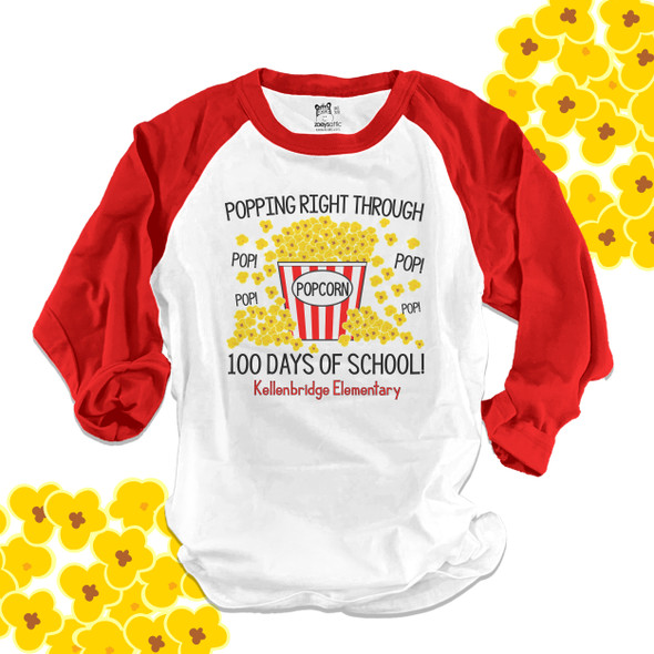 Teacher 100 days popcorn unisex adult raglan shirt