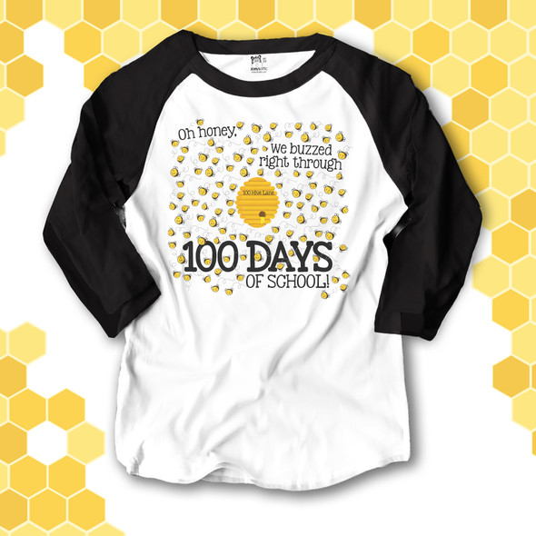 Teacher 100 days honeybee unisex adult raglan shirt