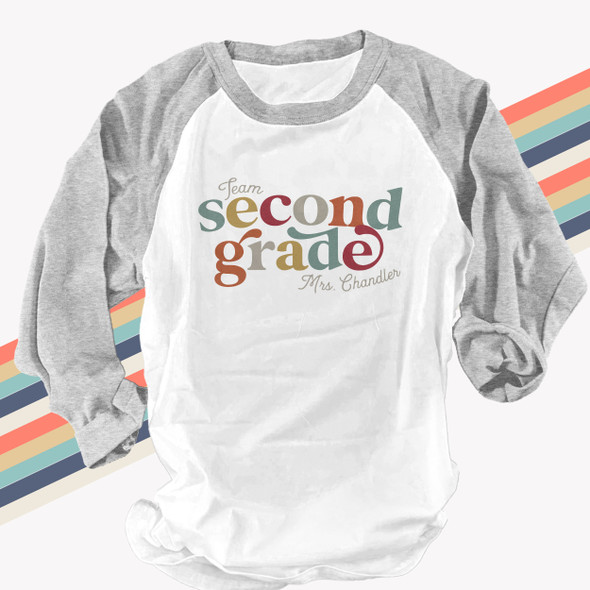 Teacher any grade team personalized adult raglan shirt