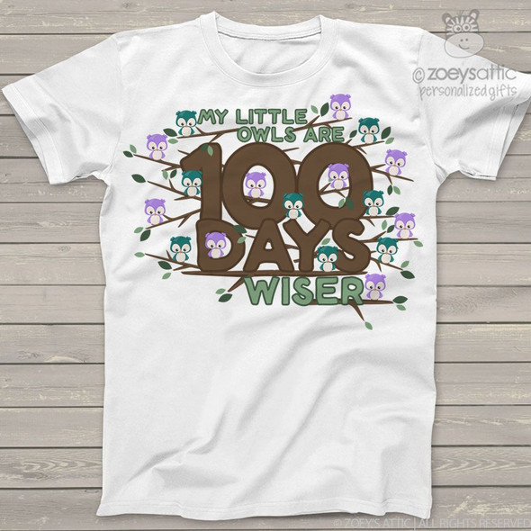 Teacher 100 days wiser owl Tshirt