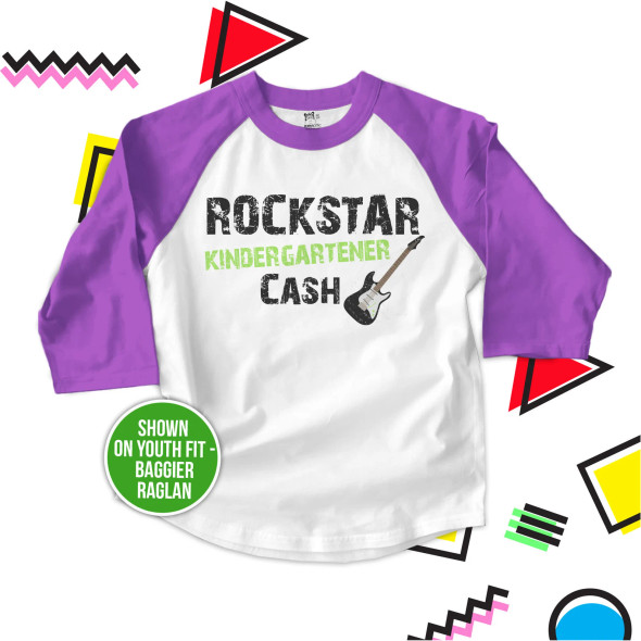 Back to school first grade or any grade rockstar childrens raglan shirt