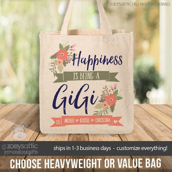 Happiness is being a GiGi grandma tote bag