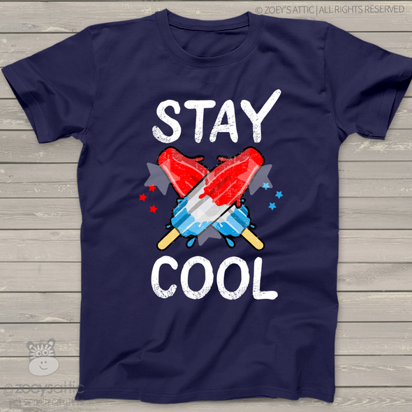 Stay cool red white blue bomb pop KIDS dark Tshirt