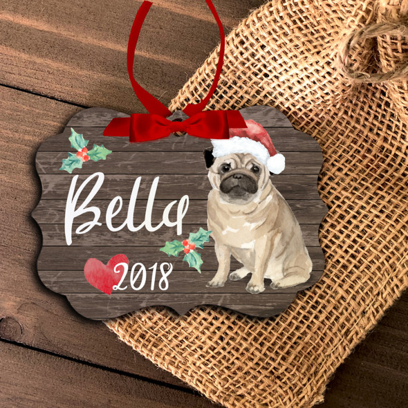 Pug dog personalized Christmas ornament