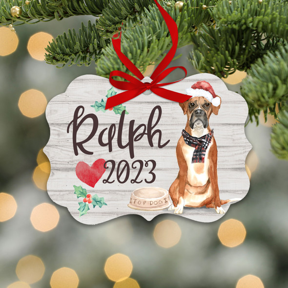 Boxer dog personalized Christmas ornament