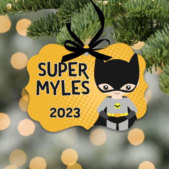 Superhero bat costume boy personalized ornament 