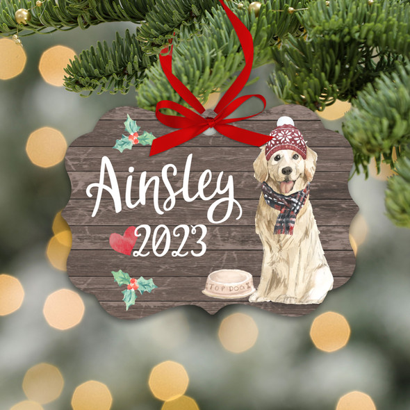 Golden retriever personalized Christmas ornament