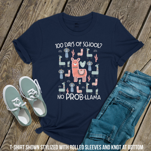 Teacher 100 days no prob-llama DARK Tshirt