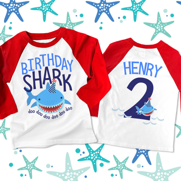 Birthday baby shark first birthday raglan shirt