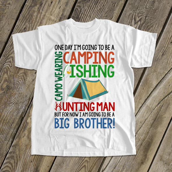 Big brother to be camping fishing hunting pregnancy announcement Tshirt