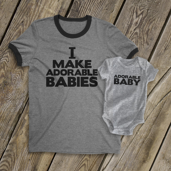 I make adorable babies dad ringer Tshirt and adorable baby bodysuit ORIGINAL design custom gift set