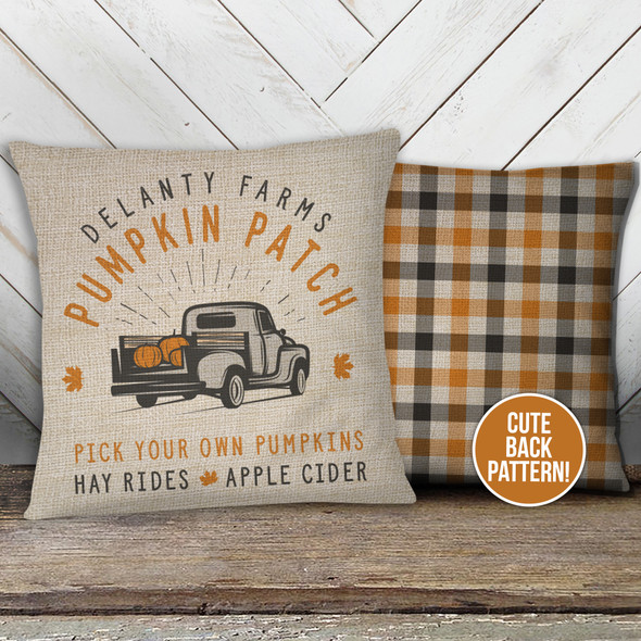 Fall farm pumpkin patch personalized pillowcase pillow